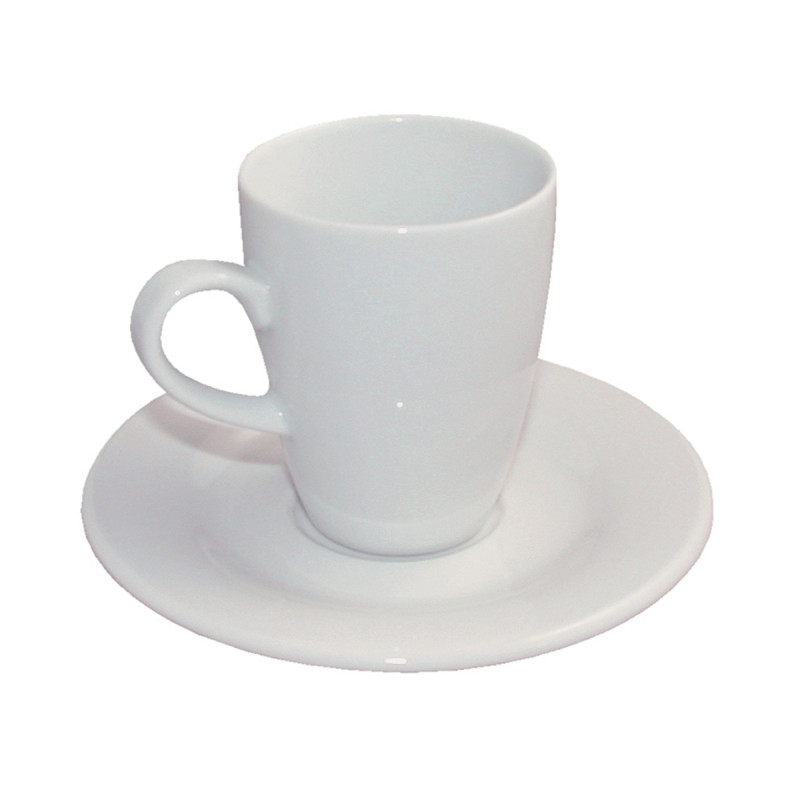 White porcelain tall espresso cup and saucer Alaska