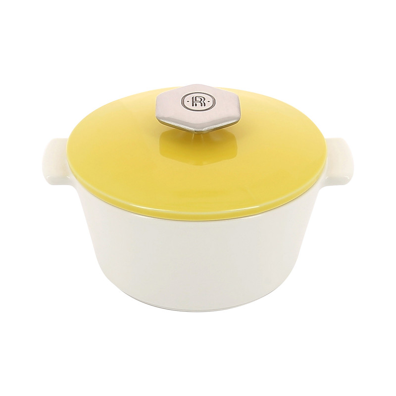 Ceramic round casserole dish 50 cl stainless steel handle