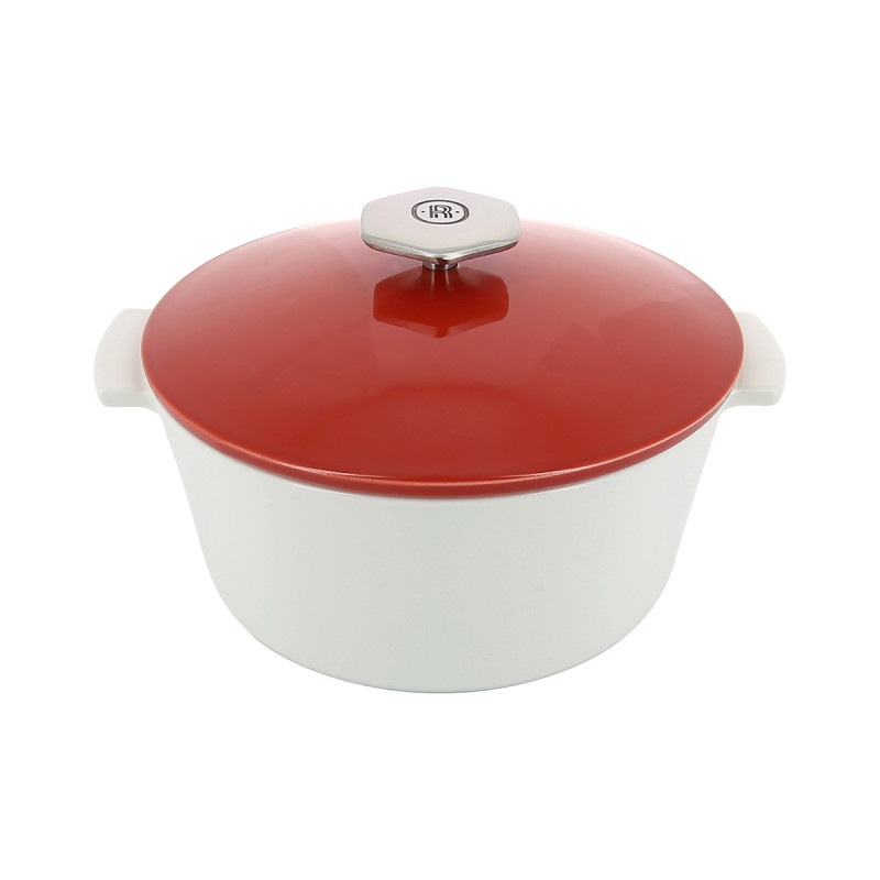 cocotte en ceramique ronde 24 l avec poignee inox